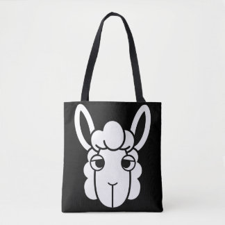 Zwart-wit Alpaca Head Canvas tas van Wighar