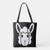 Zwart-wit Alpaca Head Canvas tas van Wighar (Achterkant)