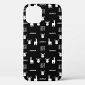 Zwart-wit Alpaca iPhone 12 Hoesjes van Wighar (Achterkant)