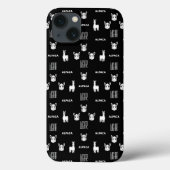 Zwart-wit Alpaca iPhone 13 Hoesjes van Wighar (Achterkant)