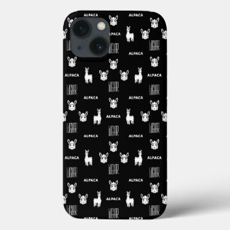 Zwart-wit Alpaca iPhone 13 Hoesjes van Wighar