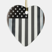 Zwart & Wit Amerikaanse vlag Keramisch Ornament (Rechts)