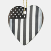 Zwart & Wit Amerikaanse vlag Keramisch Ornament (Links)