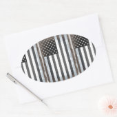 Zwart & Wit Amerikaanse vlag Ovale Sticker (Envelop)