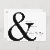 Zwart-wit ampersand-bruiloft opslaan Datum Aankondigingskaart (Voorkant / Achterkant)