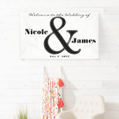 Zwart-wit Ampersand Chic - persoonlijk huwelijk Spandoek (Insitu)