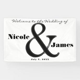 Zwart & Wit Ampersand Chic Persoonlijk Huwelijk Spandoek