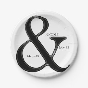 Zwart & Wit Ampersand Chic Trouwreceptie Papieren Bordje