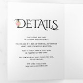 Zwart wit ampersand met roze rozen bruiloft drieluik uitnodiging (Binnenzijde eerst)