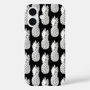 Zwart-wit ananaspatroon iPhone 16 hoesje