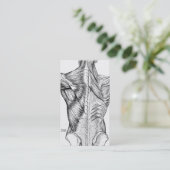 Zwart & Wit Anatomie Art Achterspieren QR Code V2 Visitekaartje (Staand voorkant)