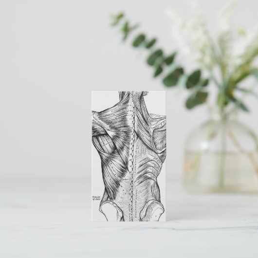 Zwart & Wit Anatomie Art Achterspieren QR Code V2 Visitekaartje (Staand voorkant)