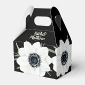 Zwart & Wit Anemonen Waterverf Bloemen Bedankdoosjes (Achterkant)