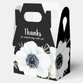 Zwart & Wit Anemonen Waterverf Bloemen Bedankdoosjes (Geopend)