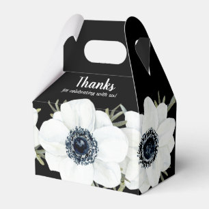 Zwart & Wit Anemonen Waterverf Bloemen Bedankdoosjes