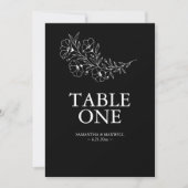 Zwart-wit Anemoon Trouwtafel Aantal Kaarten (Voorkant)