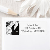 Zwart-wit anime bruid en bruidegom etiket (Insitu)