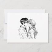 Zwart-wit anime bruiloft Save the Date Kaart (Achterkant)