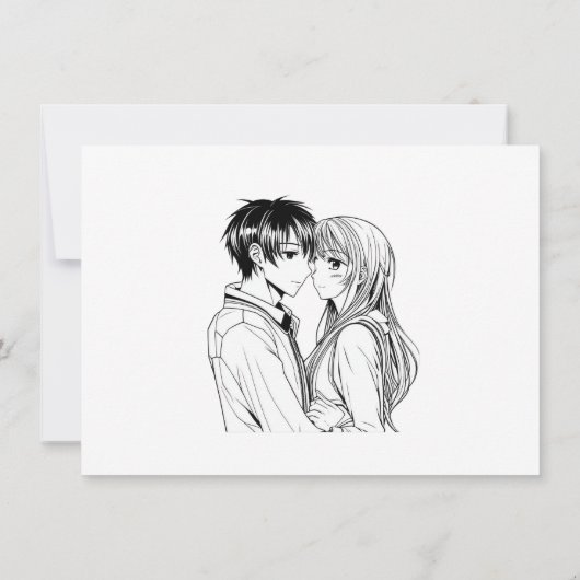 Zwart-wit anime bruiloft Save the Date Kaart (Achterkant)