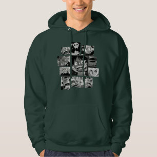 zwart-wit anime manga paneel collage heren hoodie