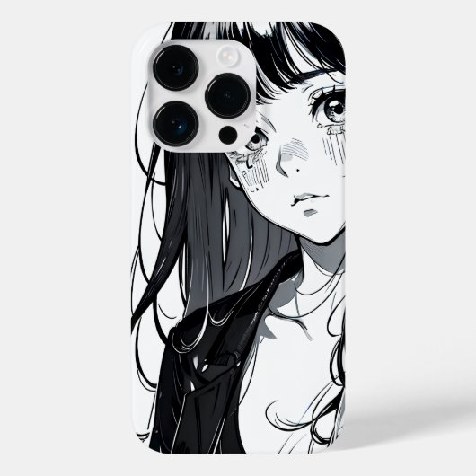 Zwart & Wit Anime Meisje Case-Mate iPhone Case (Achterkant)