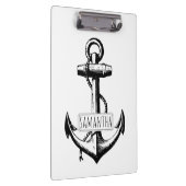 Zwart, wit  anker en naam nautisch klembord (Rechts)