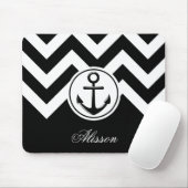 Zwart-wit anker patroon muismat (Met muis)