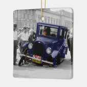 zwart-wit Antiek autowrak Keramisch Ornament (Links)