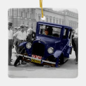 zwart-wit Antiek autowrak Keramisch Ornament (Voorkant)