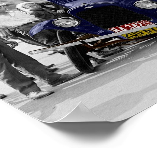 zwart-wit Antiek autowrak Poster (Hoek)