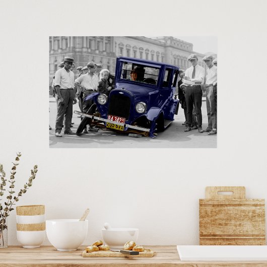 zwart-wit Antiek autowrak Poster (Keuken)