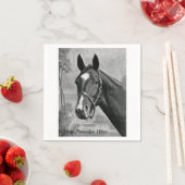 Zwart-wit Antiek Paard Illustratie Servetten (Insitu)