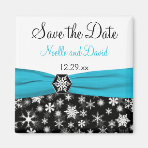Zwart, wit, Aqua Snowflakes Sparen de Magnet van d Magneet