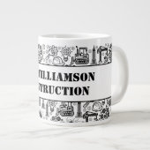 zwart-wit Architectural Blueprint Engineer Extra Grote Beker (Voorkant rechts)