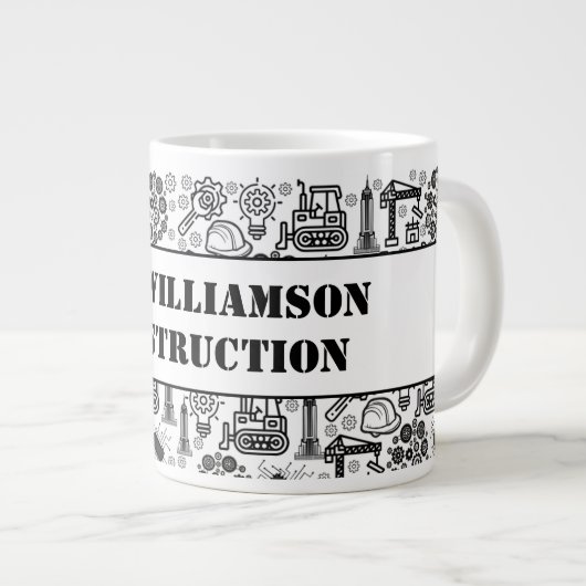 zwart-wit Architectural Blueprint Engineer Extra Grote Beker (Voorkant rechts)