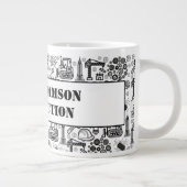 zwart-wit Architectural Blueprint Engineer Extra Grote Beker (Rechts)