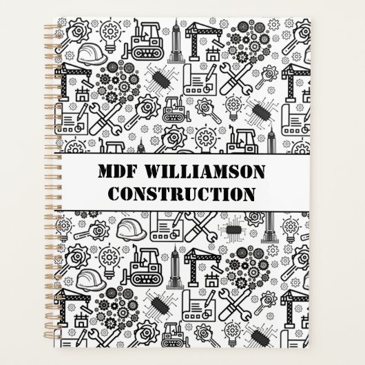 zwart-wit Architectural Blueprint Engineer Planner (Voorkant)