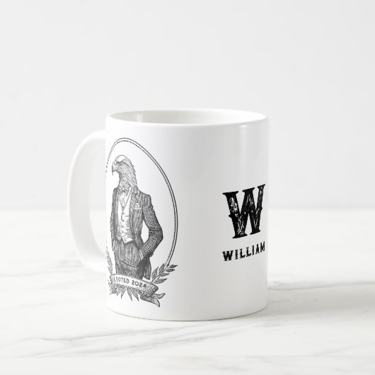 zwart wit arend illustratie ik heb gestemd Mok (Voorkant links)