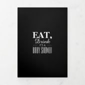 Zwart-wit art Deco Eat Drink Baby shower Suite Drieluik Uitnodiging (Cover)