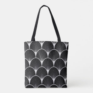 Zwart-wit, Art Deco, Fan Design Tas