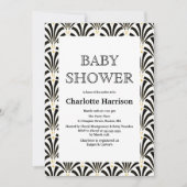 zwart-wit art Deco Fans Baby shower Kaart (Voorkant)