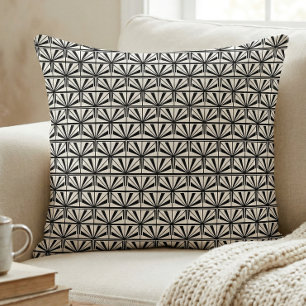 Zwart-wit art deco geometrisch patroon kussen