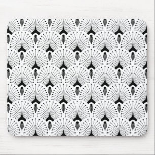 Zwart-wit art-deco geometrisch patroon muismat