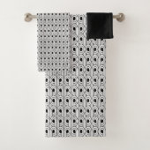 Zwart-wit Art Deco Patroon Bad Handdoek (Insitu)