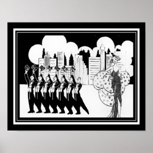 Zwart-wit, Art Deco uit 1920, Showtime Poster