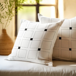 Zwart-wit Art Deco vierkant patroon Kussen