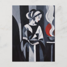 Zwart-wit Art Deco Vrouw Muurkunst