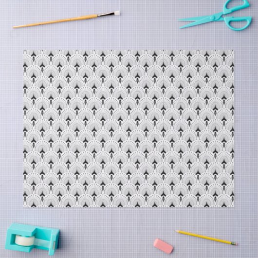 Zwart-wit art-decopatroon tissuepapier (Craft)