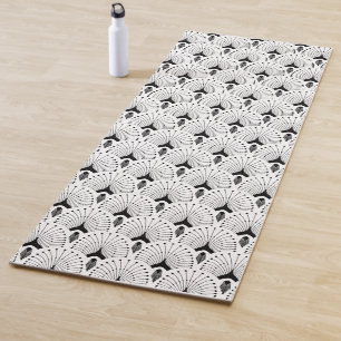 Zwart-wit art-decopatroon yogamat