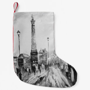 Zwart-wit artistieke schilderijen. kleine kerstsok